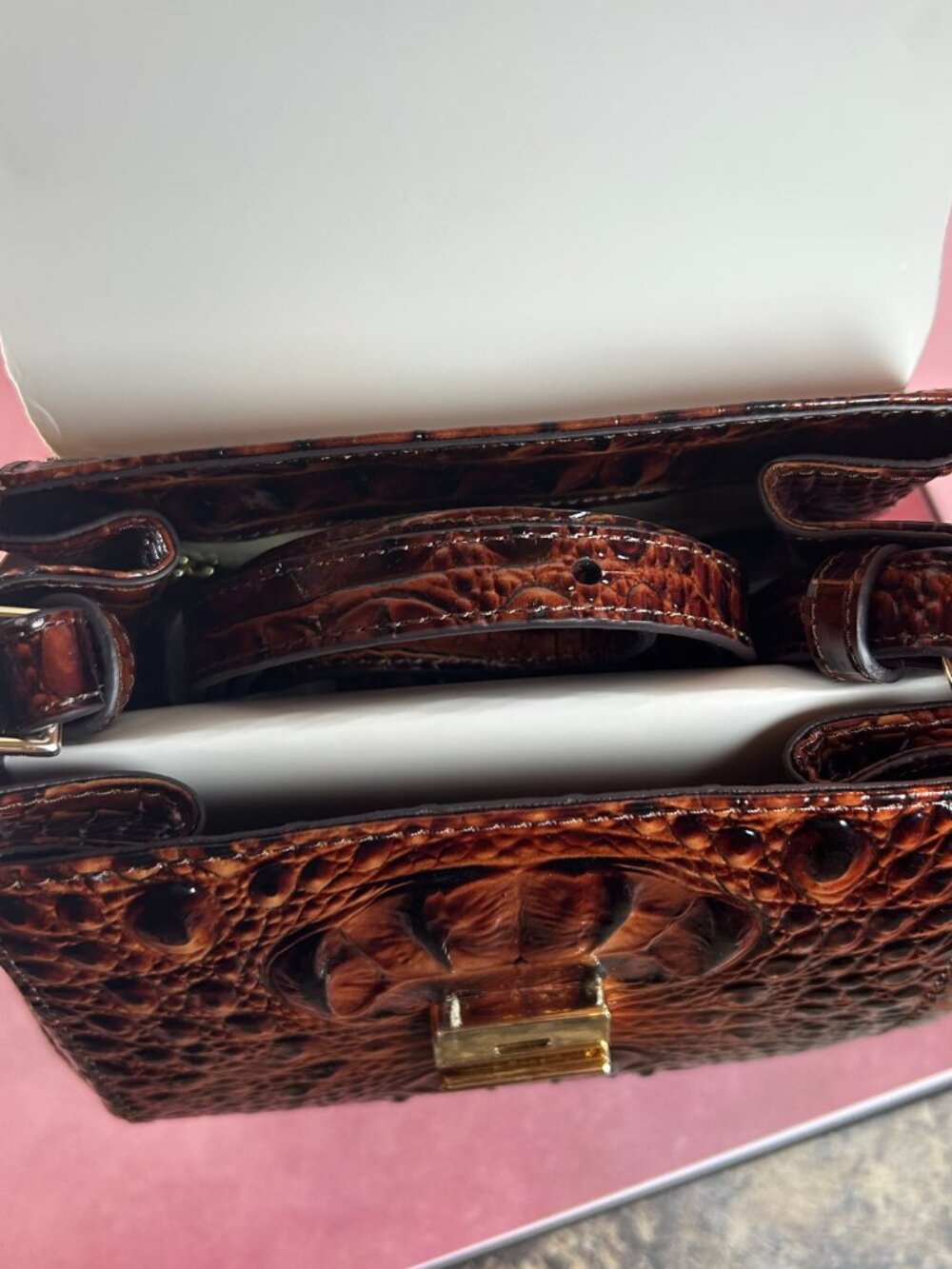 BRAHMIN MARGO CROCODILE-EMBOSSED CROSSBODY BAG - Picture 11 of 12